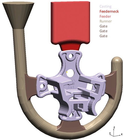 图1:“Clamp Base“铸件的原始浇注系统 