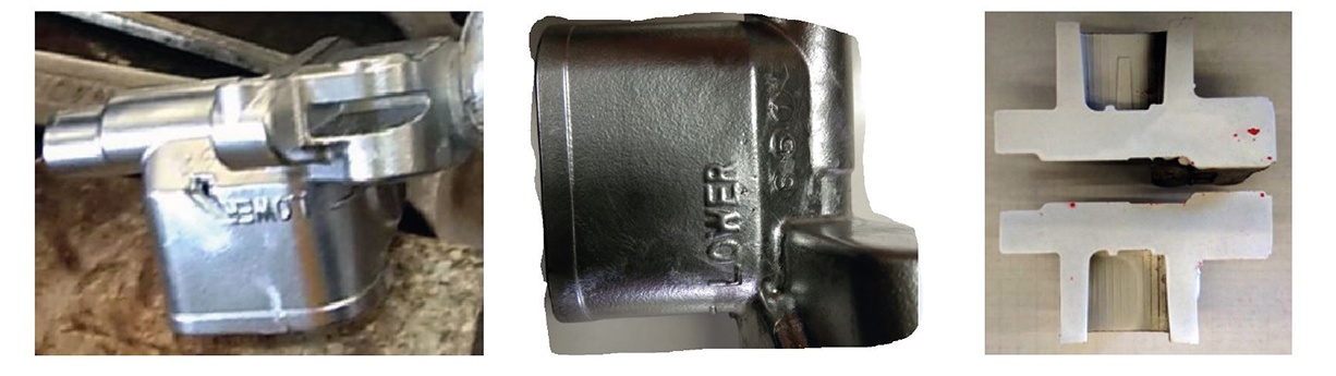 Fig. 1: Possible defects from left to right: cold shut, impurities and porosity 